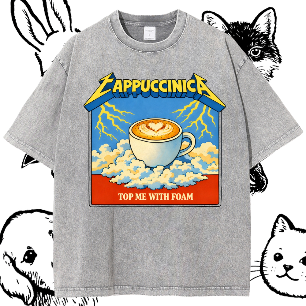 Cappuccinica: Foam Lightning Cotton Vintage Wash Classic Graphic Tee