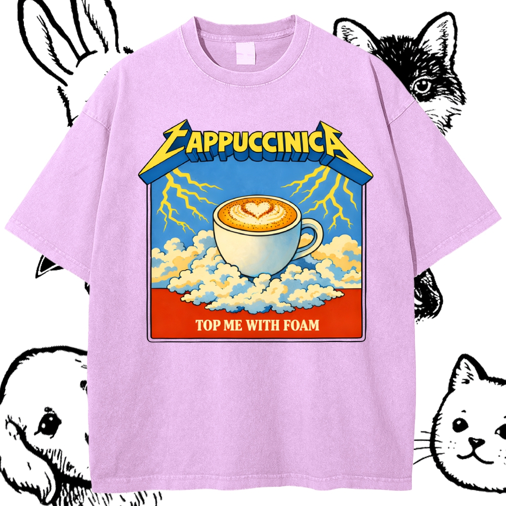 Cappuccinica: Foam Lightning Cotton Vintage Wash Classic Graphic Tee