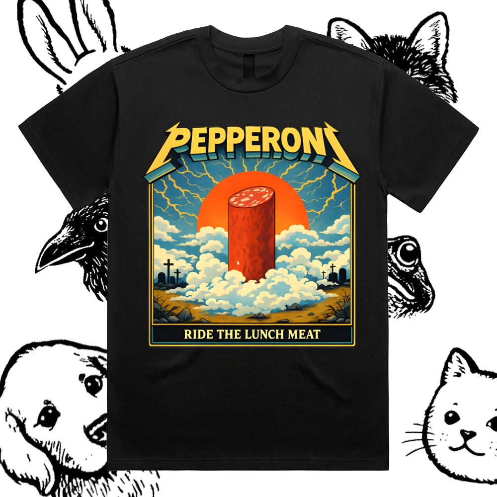 Ride The Lunch Meat Cotton Classic Fit Retro Dark Humor Graphic Tee