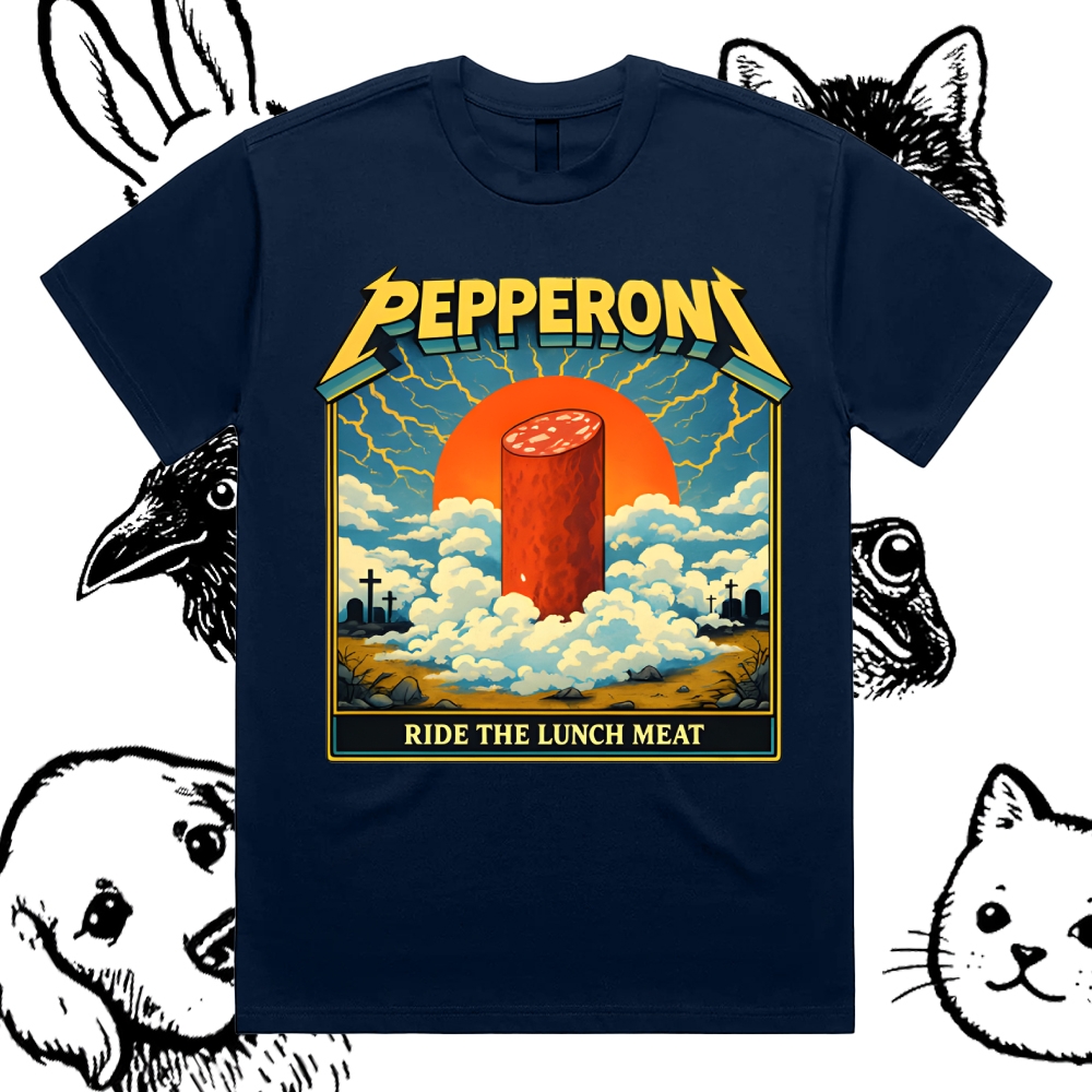 Ride The Lunch Meat Cotton Classic Fit Retro Dark Humor Graphic Tee