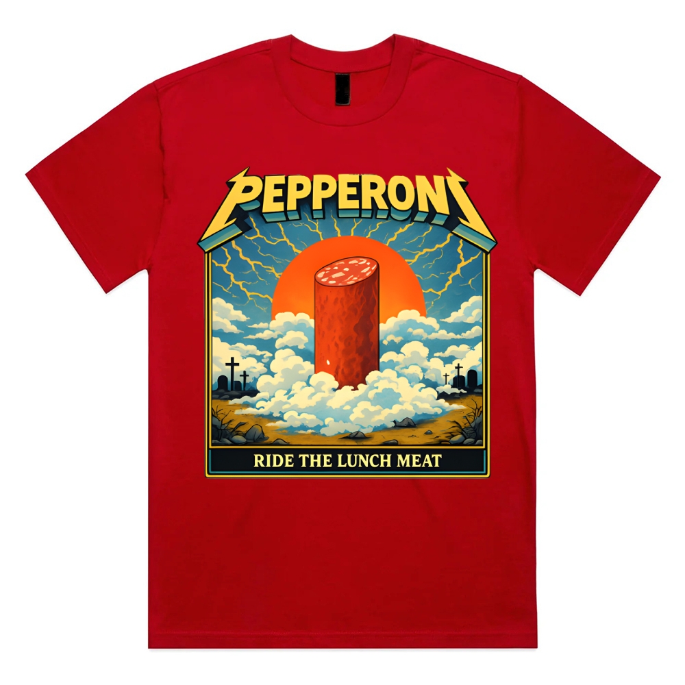 Ride The Lunch Meat Cotton Classic Fit Retro Dark Humor Graphic Tee