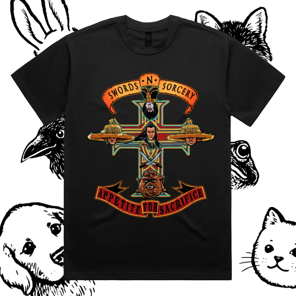 Appetite For Sacrifice Cotton Classic Fit Retro Dark Humor Graphic Tee
