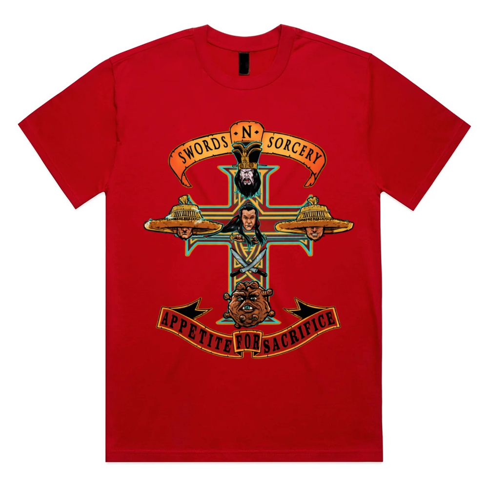 Appetite For Sacrifice Cotton Classic Fit Retro Dark Humor Graphic Tee