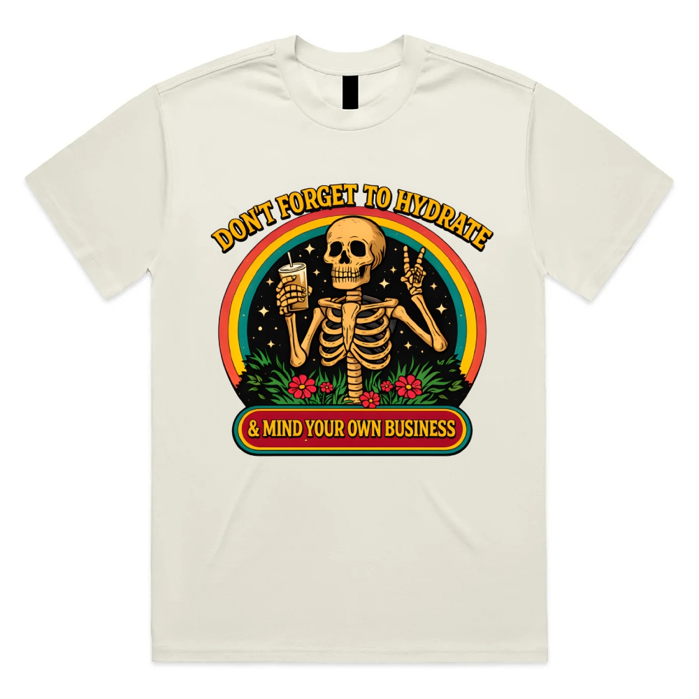 Hydrated And Mindful Cotton Classic Fit Retro Dark Humor Graphic Tee