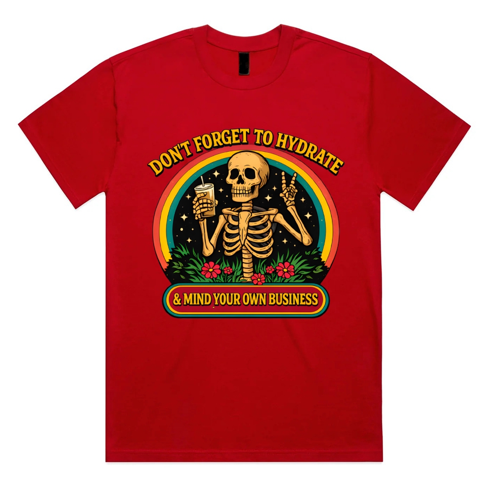 Hydrated And Mindful Cotton Classic Fit Retro Dark Humor Graphic Tee