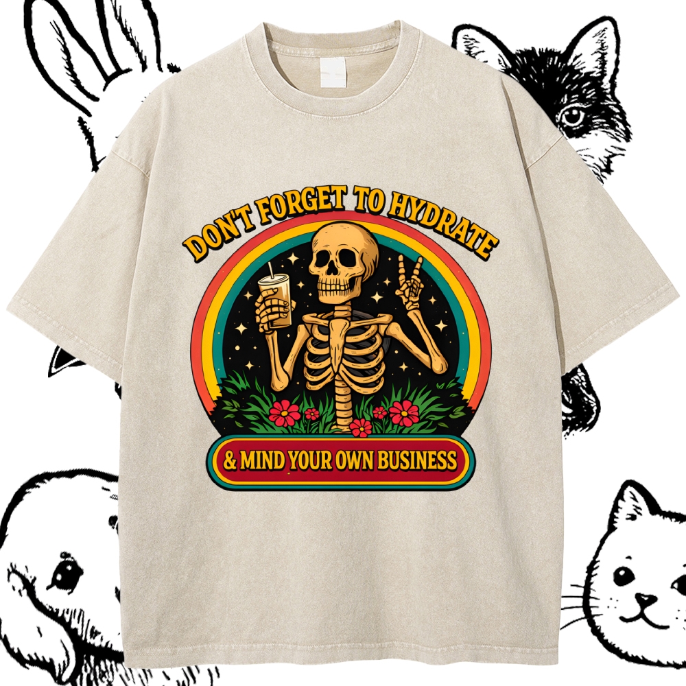 Hydrated And Mindful Cotton Vintage Wash Classic Graphic Tee