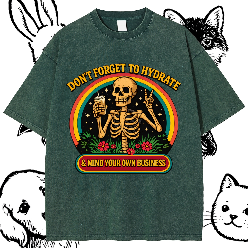 Hydrated And Mindful Cotton Vintage Wash Classic Graphic Tee