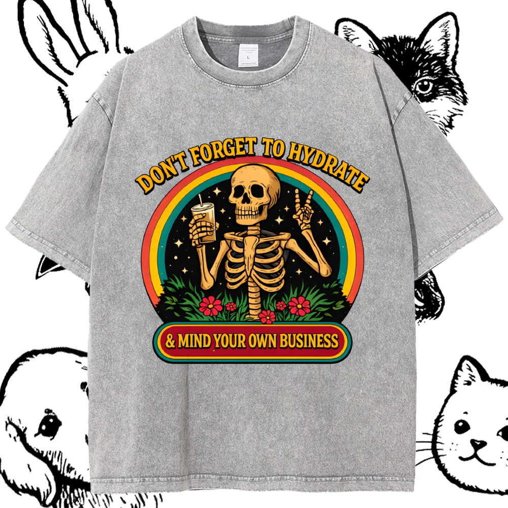 Hydrated And Mindful Cotton Vintage Wash Classic Graphic Tee