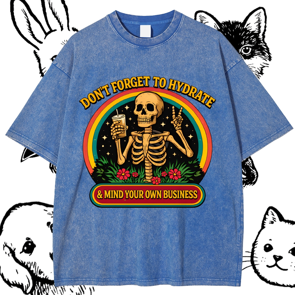 Hydrated And Mindful Cotton Vintage Wash Classic Graphic Tee