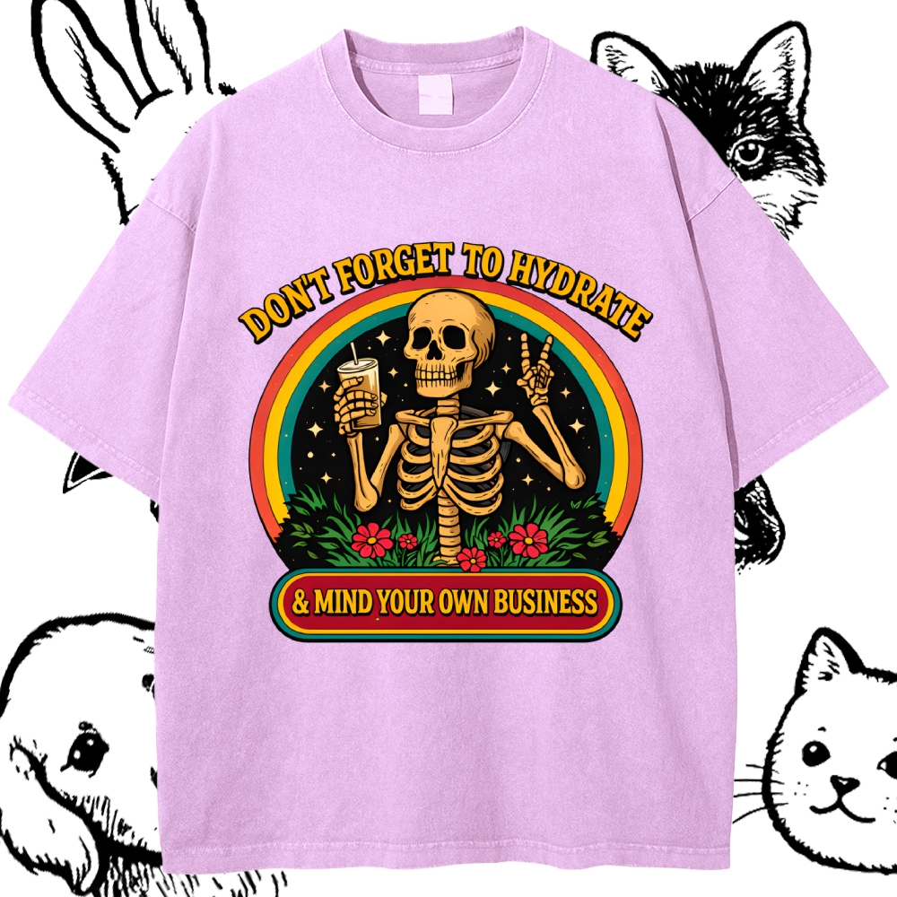 Hydrated And Mindful Cotton Vintage Wash Classic Graphic Tee