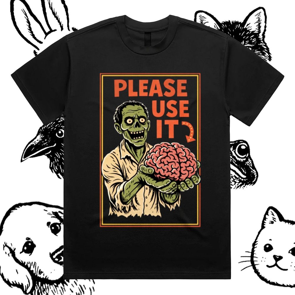 Brain Reminder Cotton Classic Fit Retro Dark Humor Graphic Tee