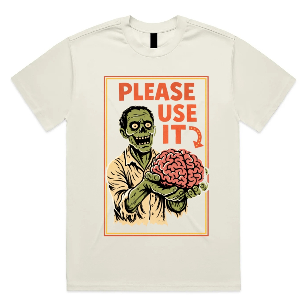 Brain Reminder Cotton Classic Fit Retro Dark Humor Graphic Tee