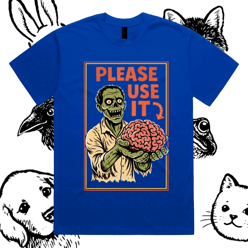 Brain Reminder Cotton Classic Fit Retro Dark Humor Graphic Tee