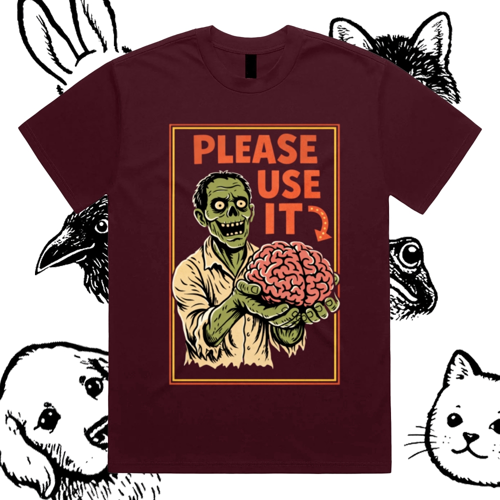 Brain Reminder Cotton Classic Fit Retro Dark Humor Graphic Tee