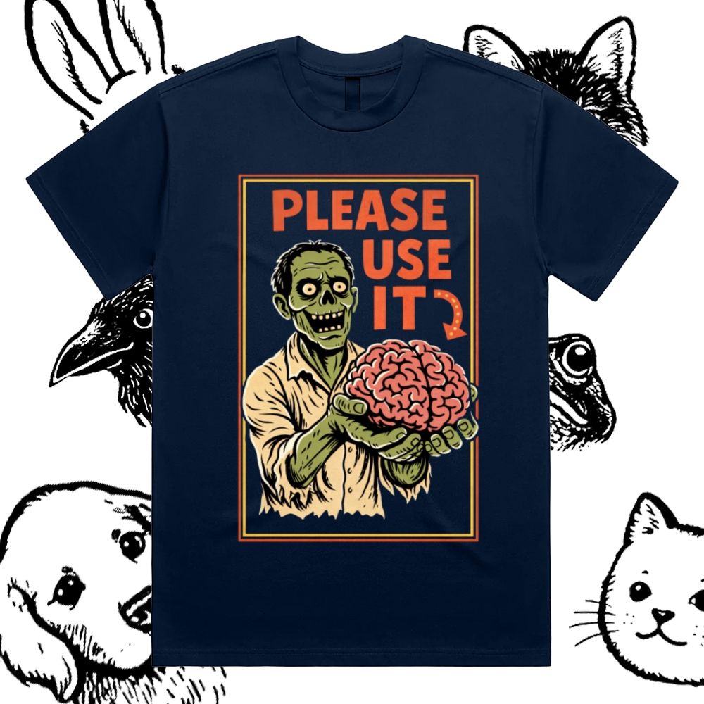 Brain Reminder Cotton Classic Fit Retro Dark Humor Graphic Tee