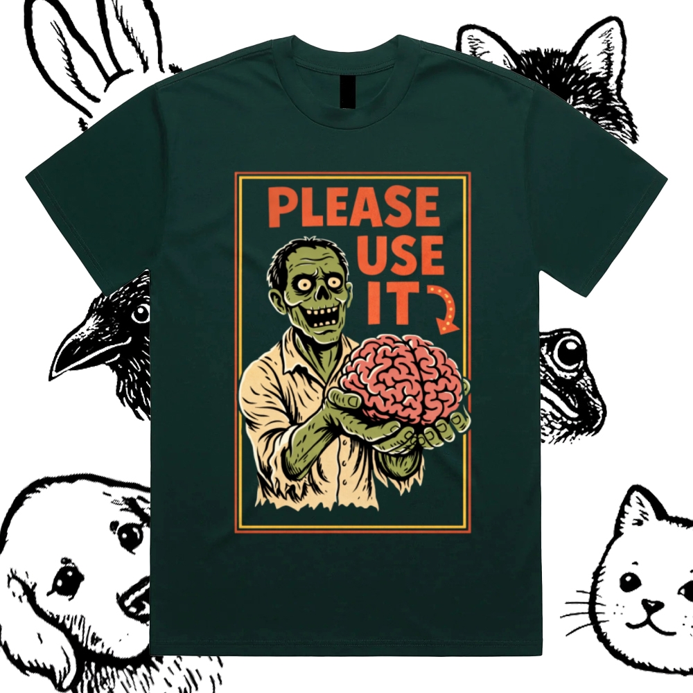 Brain Reminder Cotton Classic Fit Retro Dark Humor Graphic Tee