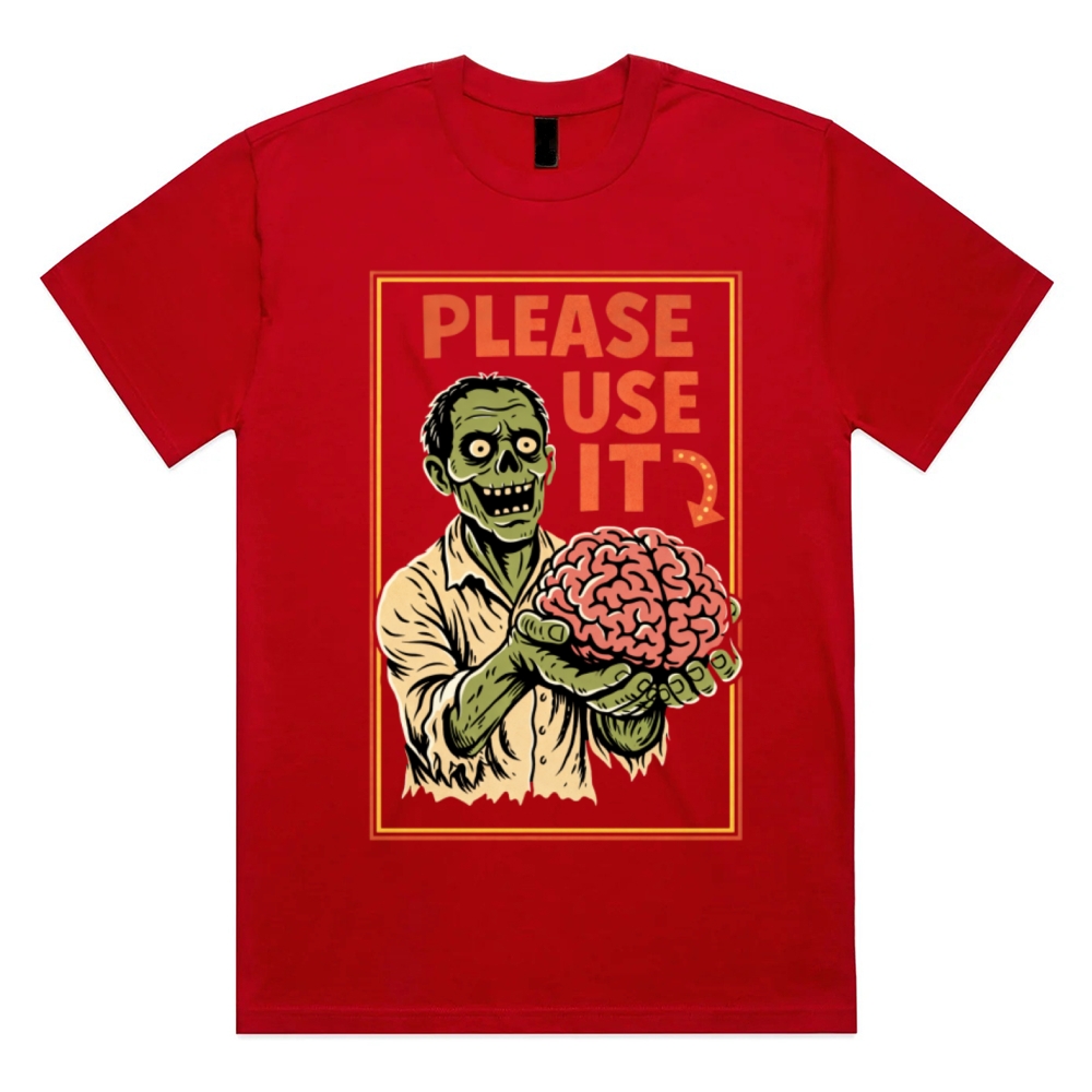 Brain Reminder Cotton Classic Fit Retro Dark Humor Graphic Tee