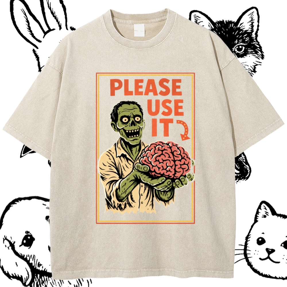 Brain Reminder Cotton Vintage Wash Classic Graphic Tee