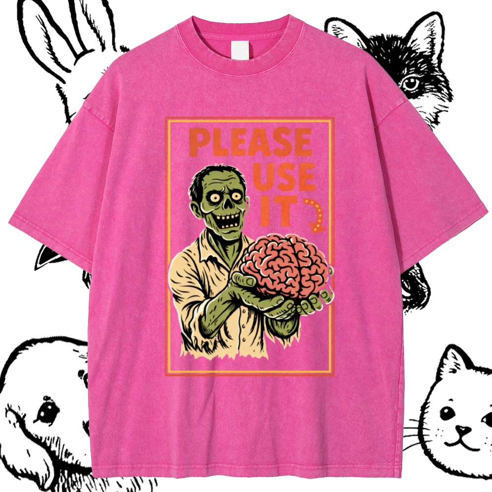 Brain Reminder Cotton Vintage Wash Classic Graphic Tee