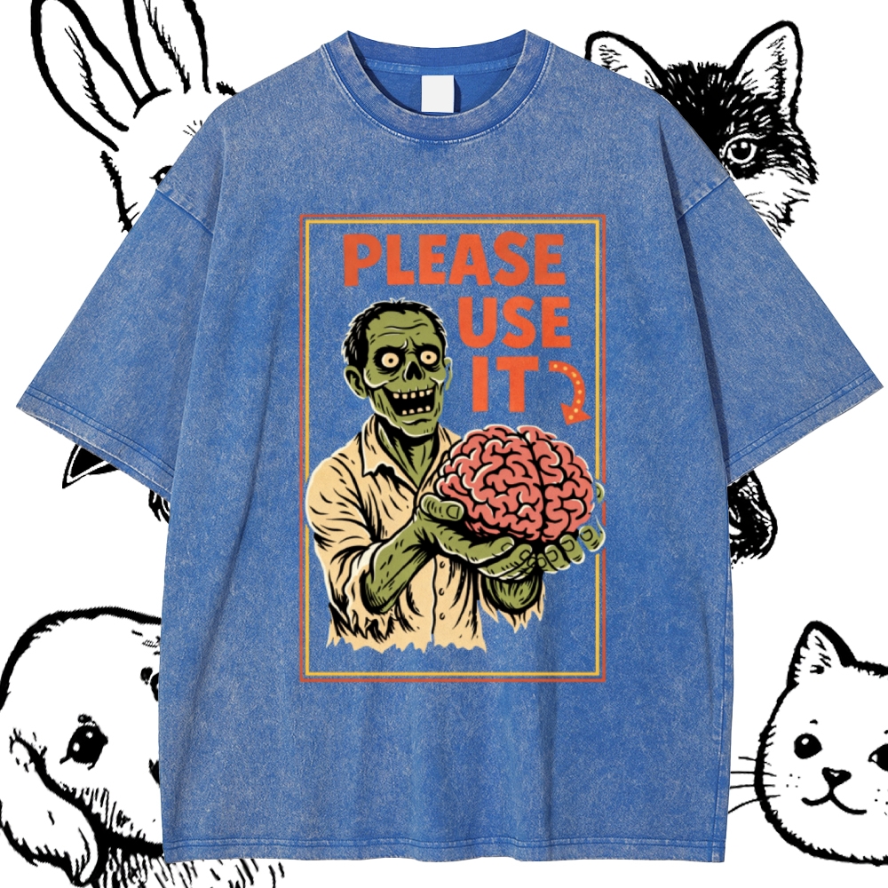 Brain Reminder Cotton Vintage Wash Classic Graphic Tee