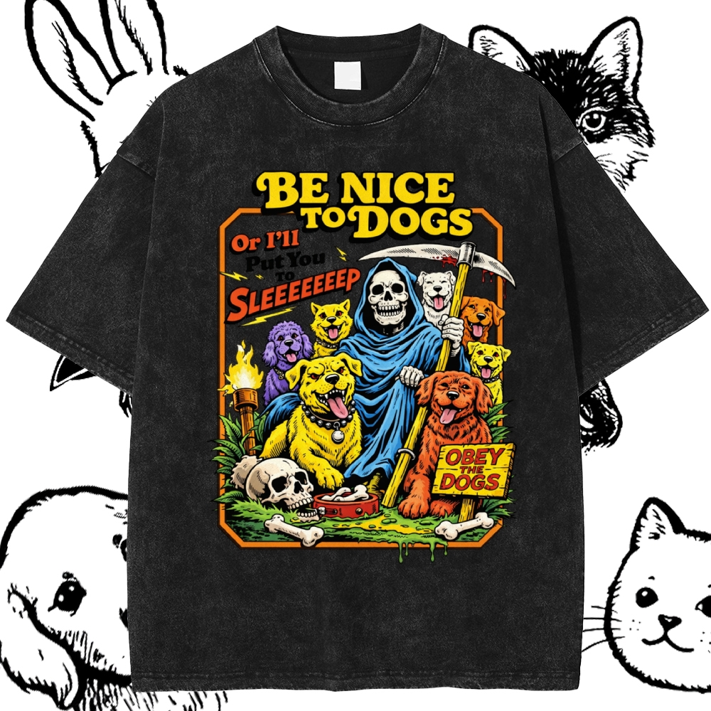 Reaper's Dog Warning Cotton Vintage Wash Classic Graphic Tee