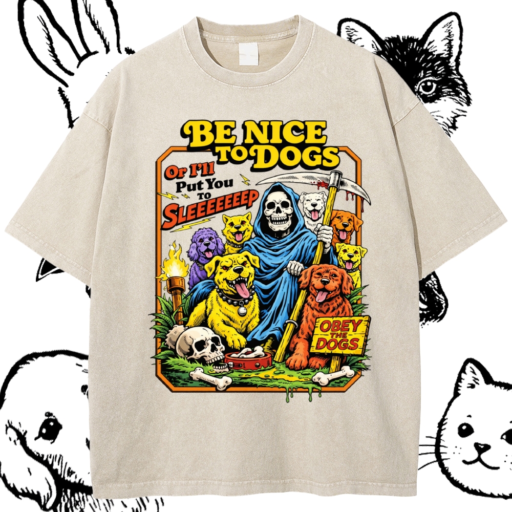 Reaper's Dog Warning Cotton Vintage Wash Classic Graphic Tee
