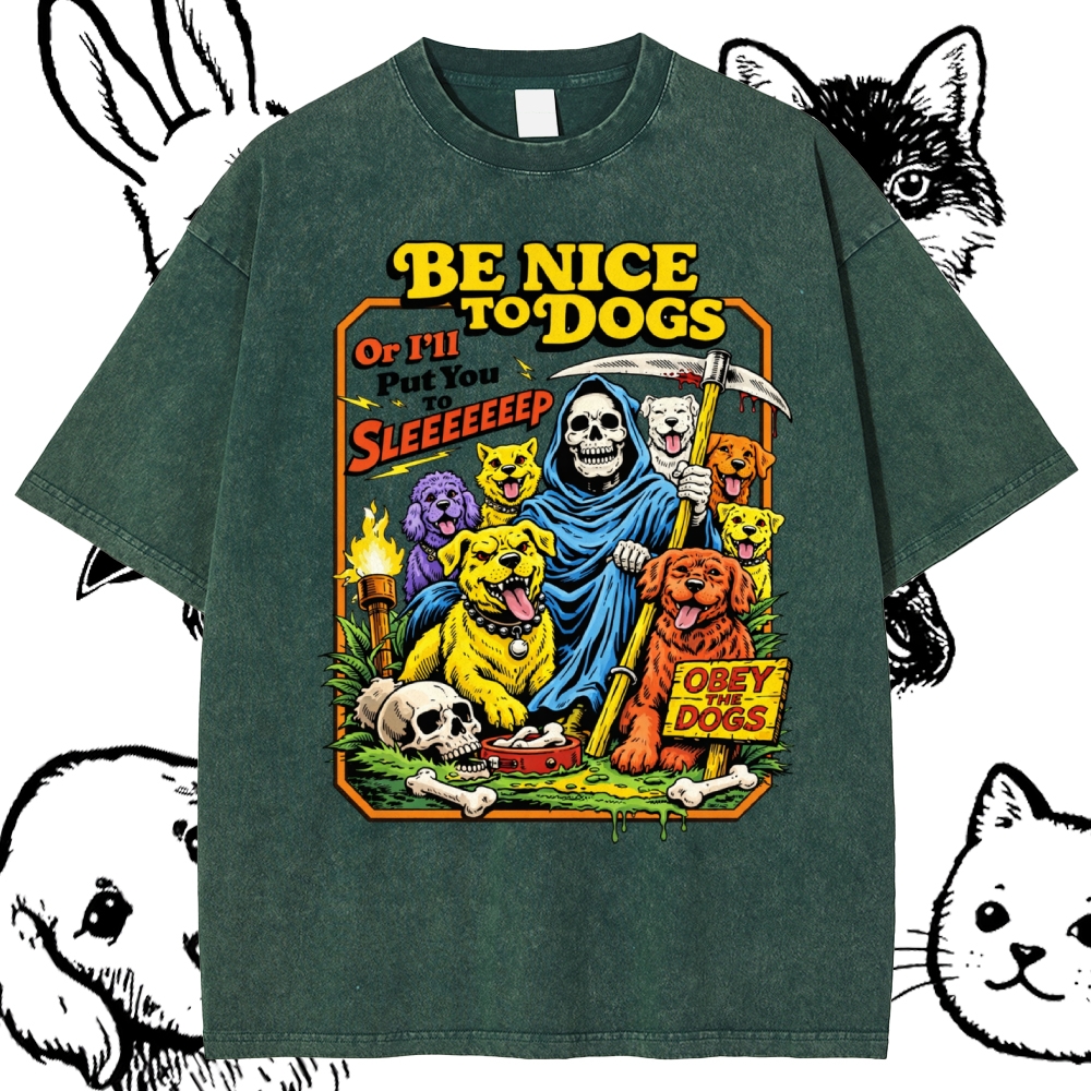 Reaper's Dog Warning Cotton Vintage Wash Classic Graphic Tee