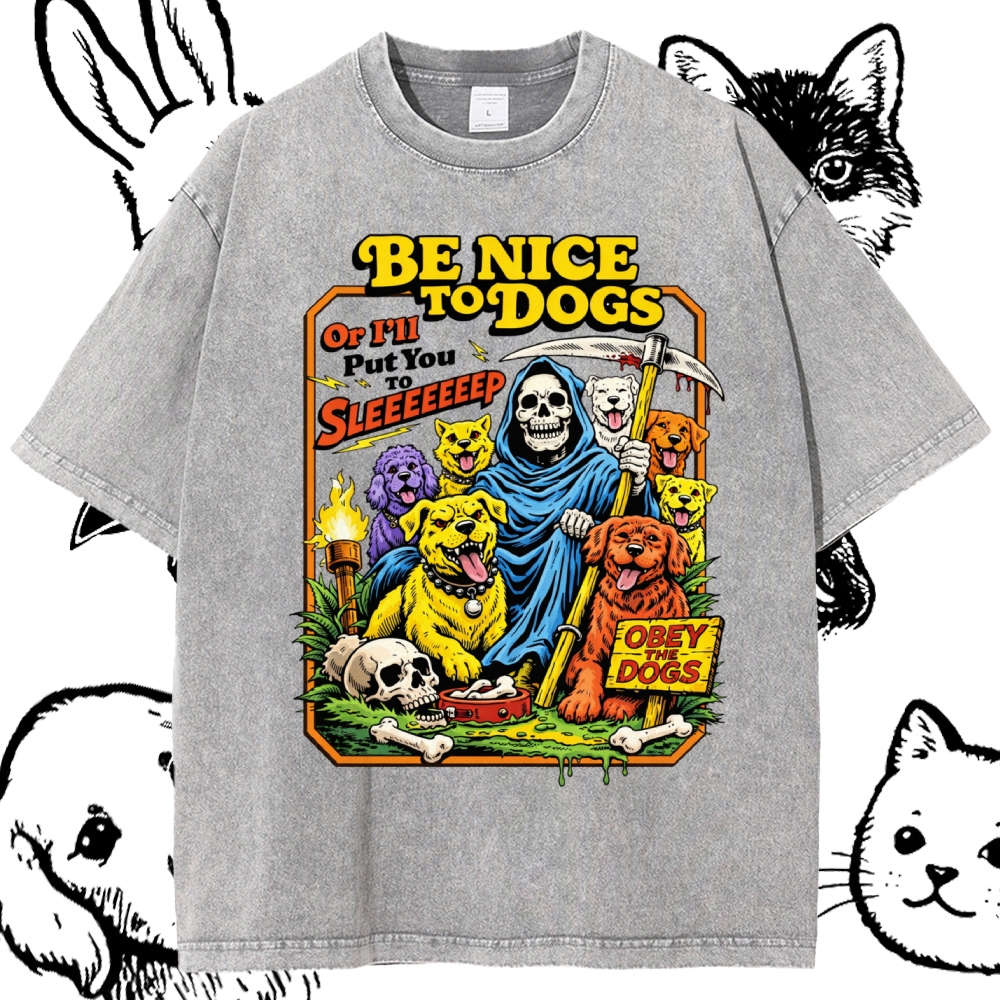 Reaper's Dog Warning Cotton Vintage Wash Classic Graphic Tee
