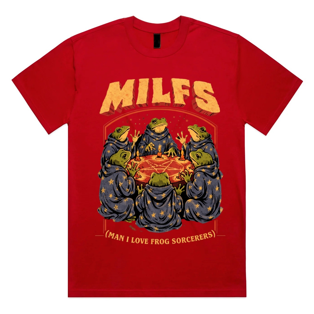 Frog Sorcerer Ritual Cotton Classic Fit Retro Dark Humor Graphic Tee