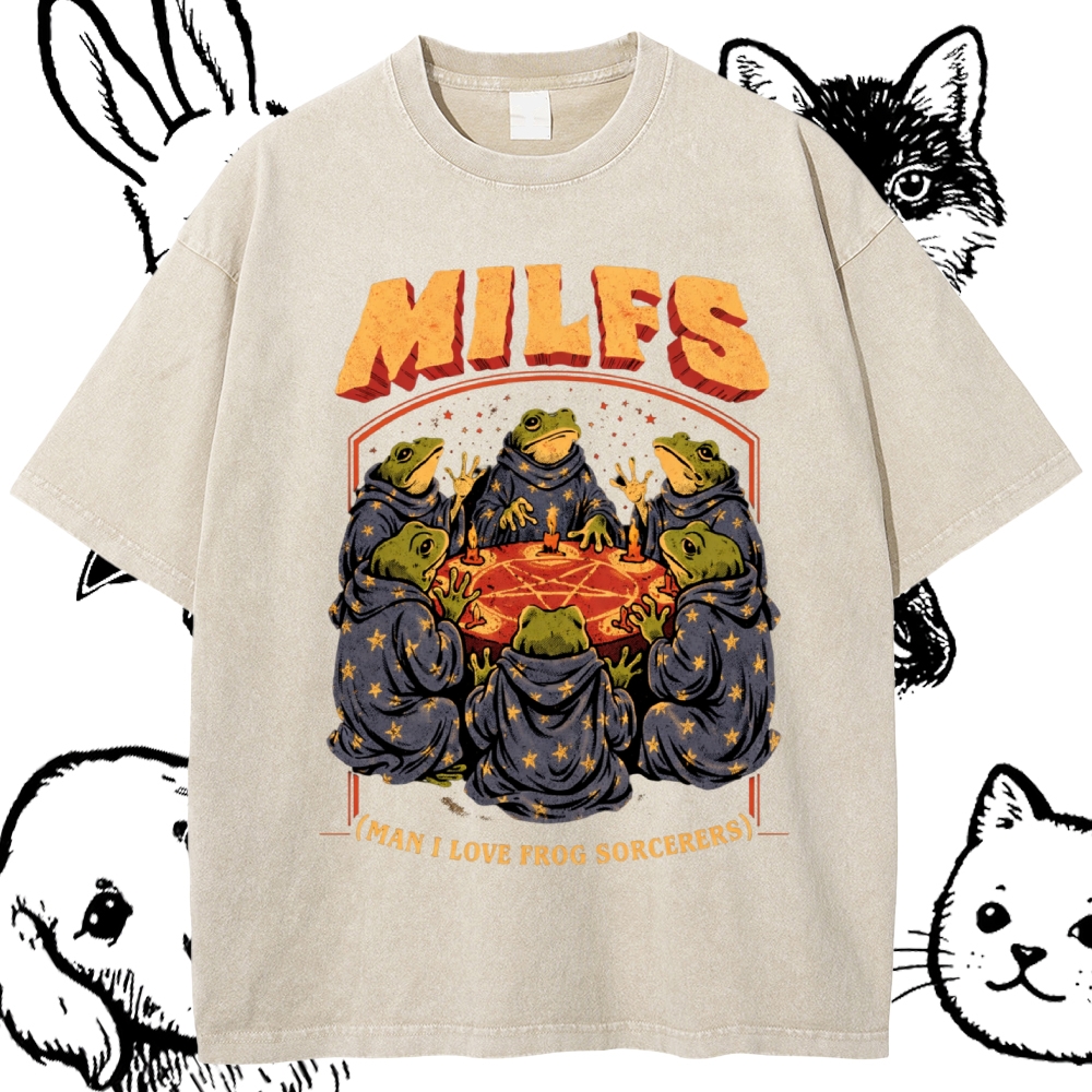 Frog Sorcerer Ritual Cotton Vintage Wash Classic Graphic Tee