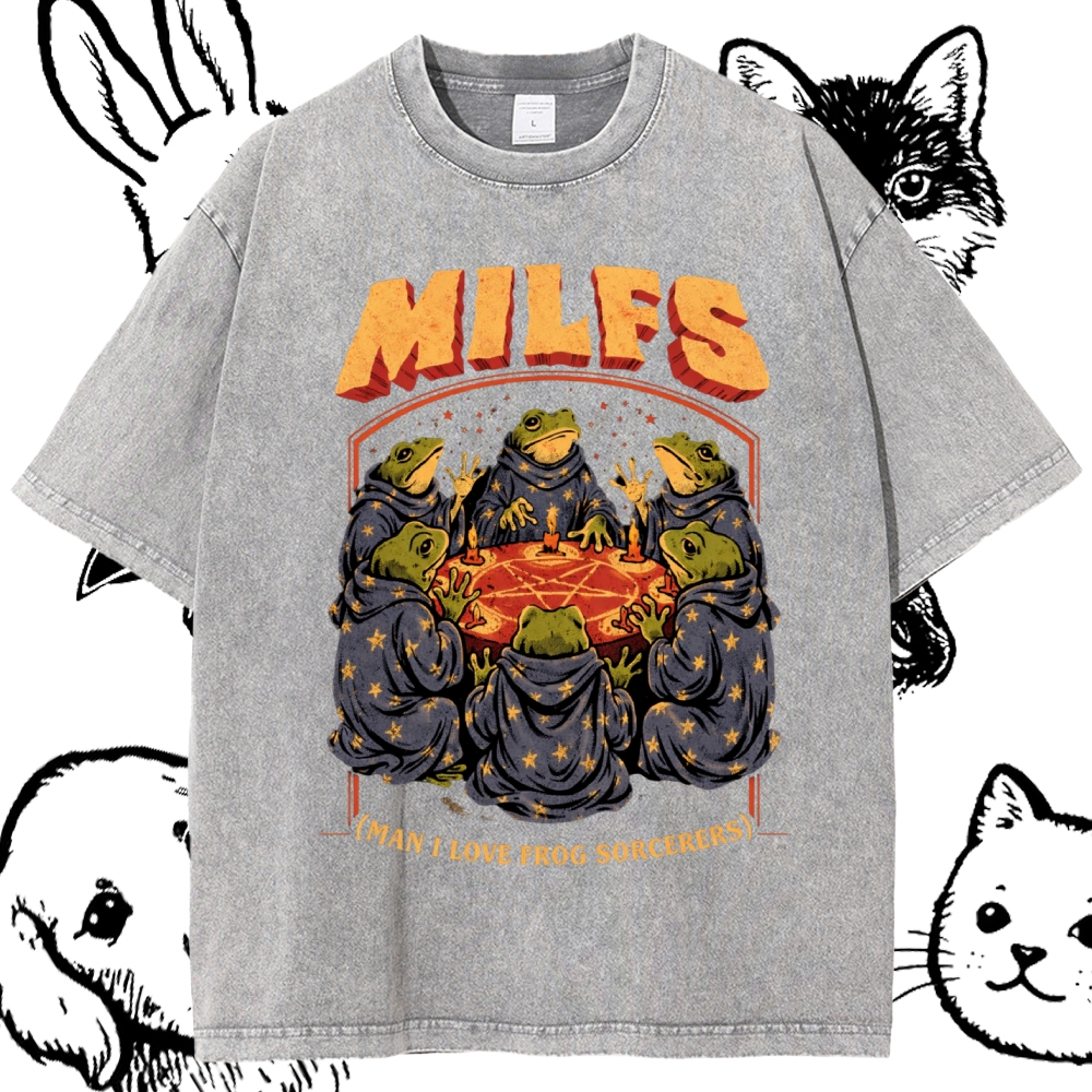Frog Sorcerer Ritual Cotton Vintage Wash Classic Graphic Tee