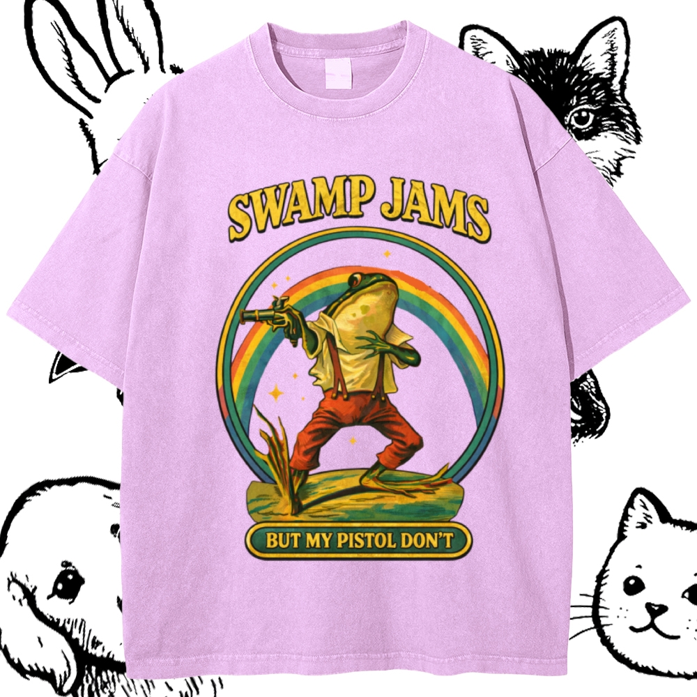 Swamp Outlaw Frog Cotton Vintage Wash Classic Graphic Tee