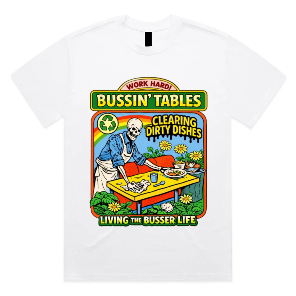 Skeleton Busser Life Cotton Classic Fit Retro Dark Humor Graphic Tee