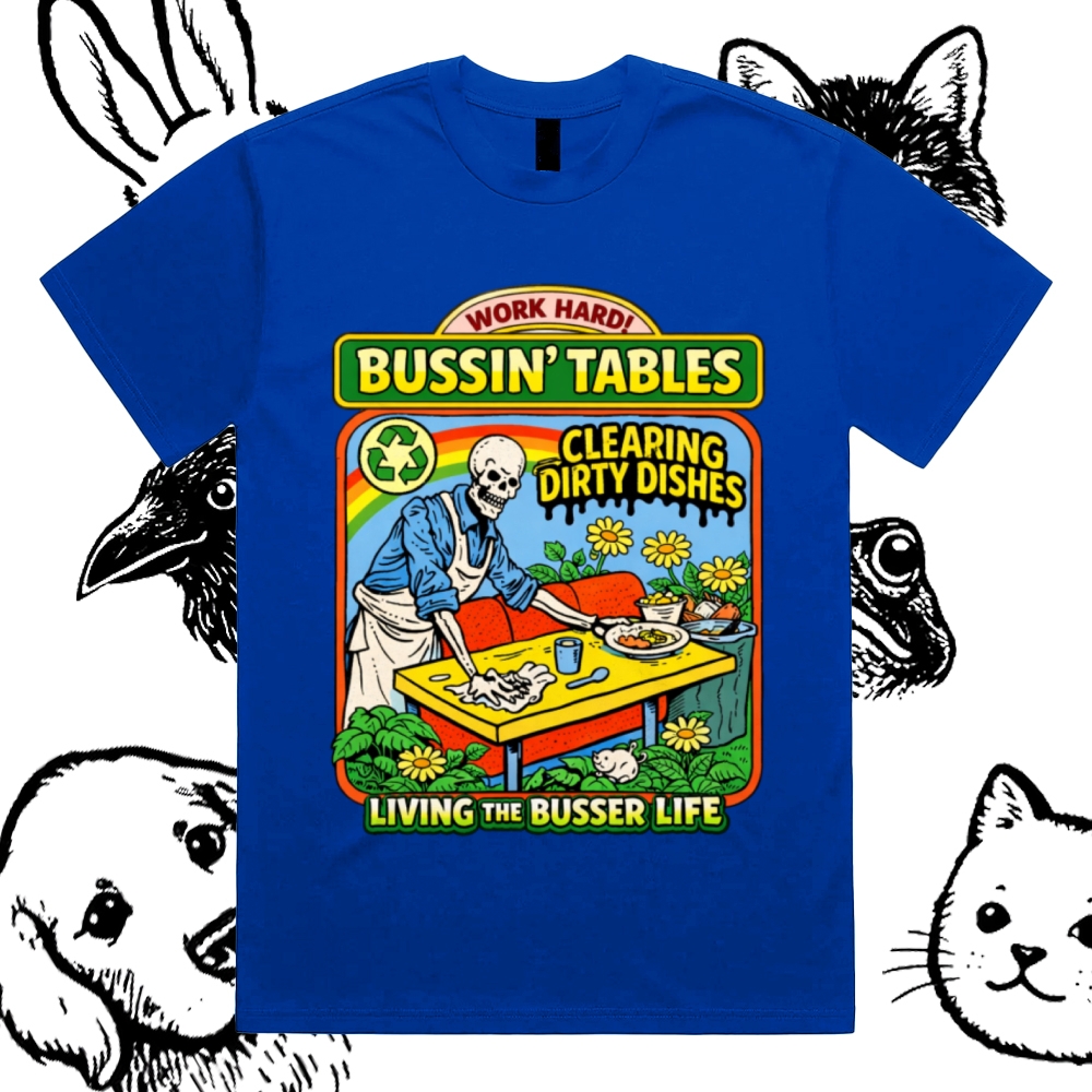 Skeleton Busser Life Cotton Classic Fit Retro Dark Humor Graphic Tee