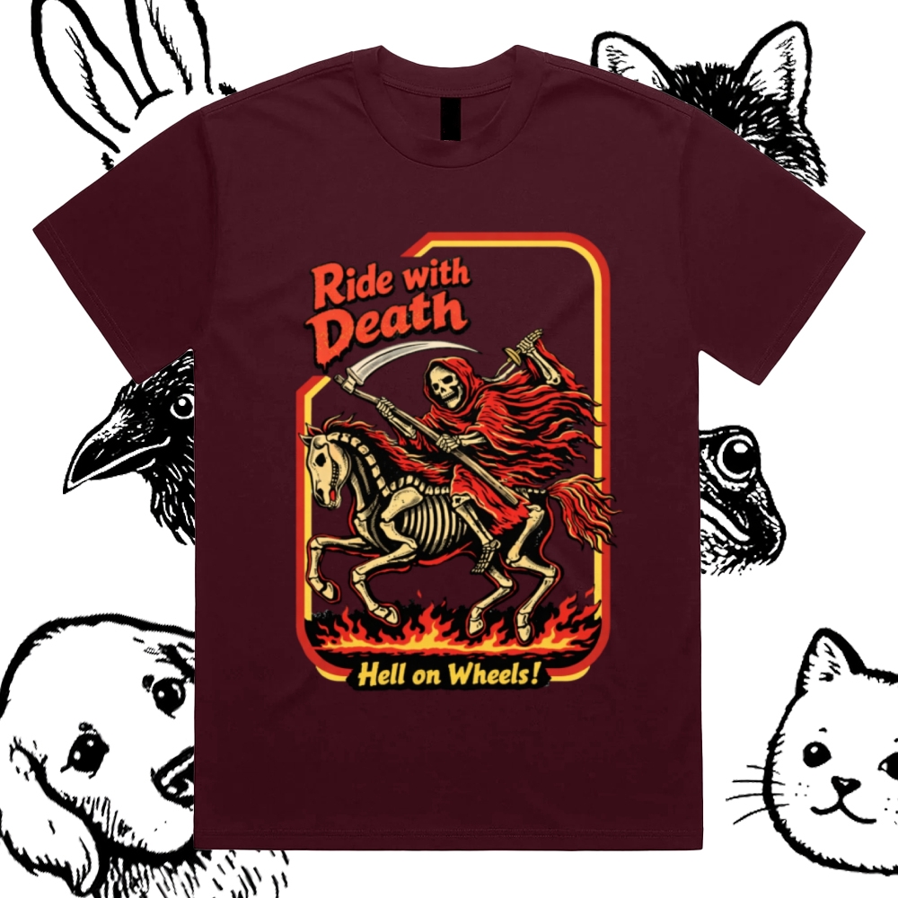 Death Rider Spirit Cotton Classic Fit Retro Dark Humor Graphic Tee