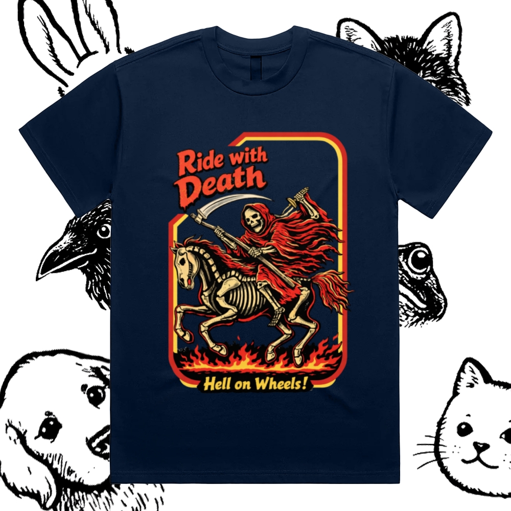 Death Rider Spirit Cotton Classic Fit Retro Dark Humor Graphic Tee
