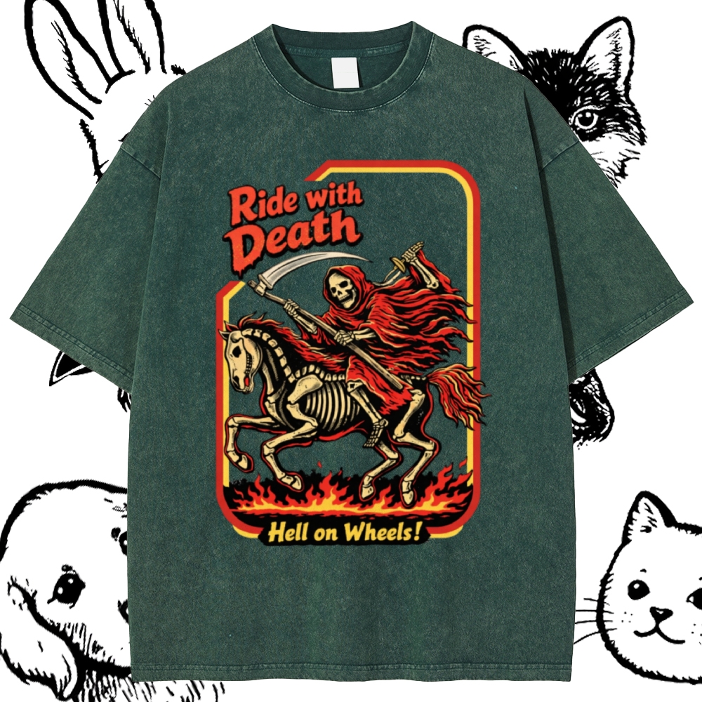Death Rider Spirit Cotton Vintage Wash Classic Graphic Tee