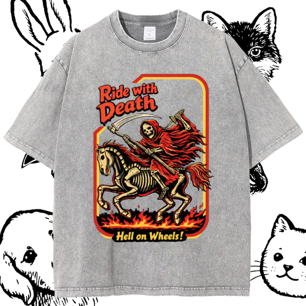 Death Rider Spirit Cotton Vintage Wash Classic Graphic Tee
