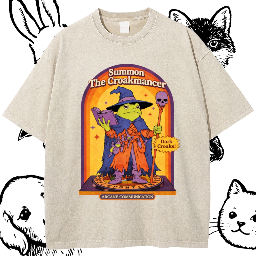 Summon The Croakmancer Cotton Vintage Wash Classic Graphic Tee