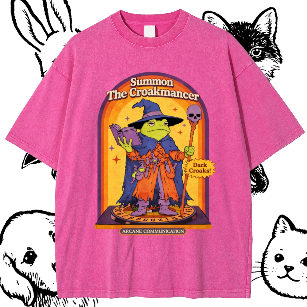 Summon The Croakmancer Cotton Vintage Wash Classic Graphic Tee
