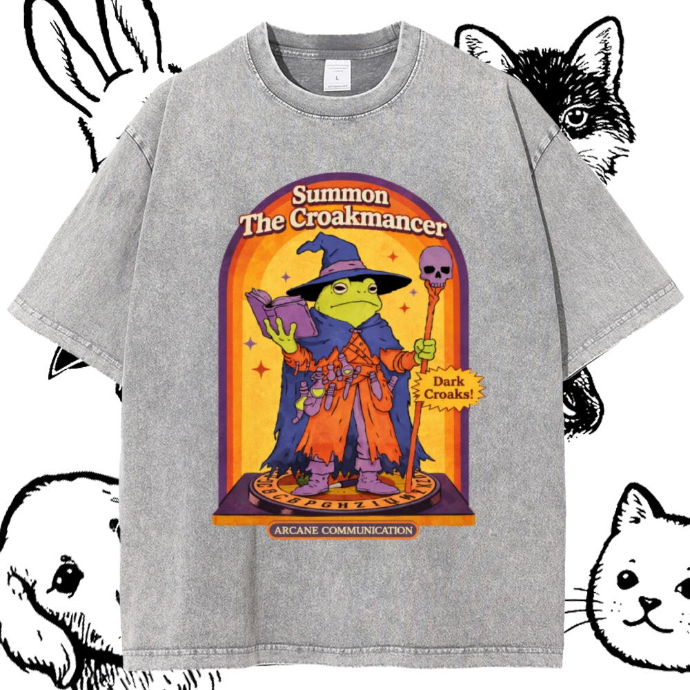Summon The Croakmancer Cotton Vintage Wash Classic Graphic Tee