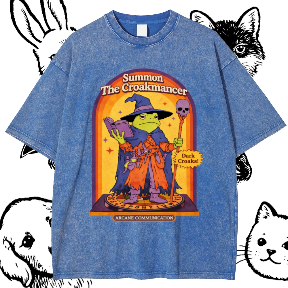 Summon The Croakmancer Cotton Vintage Wash Classic Graphic Tee