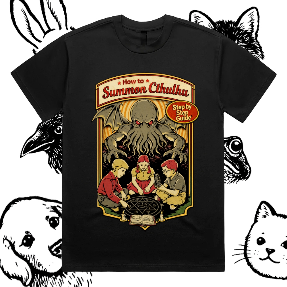Cthulhu Summoning Guide Cotton Classic Fit Retro Dark Humor Graphic Tee