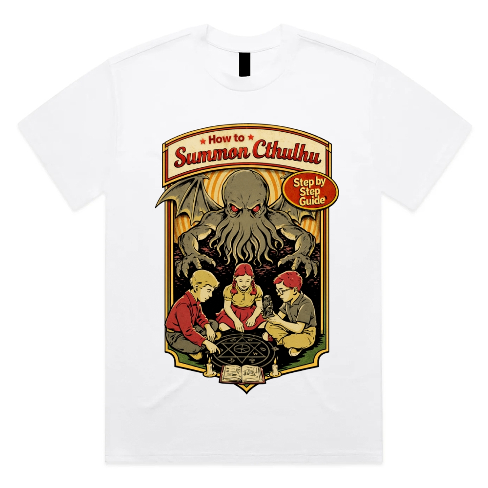 Cthulhu Summoning Guide Cotton Classic Fit Retro Dark Humor Graphic Tee