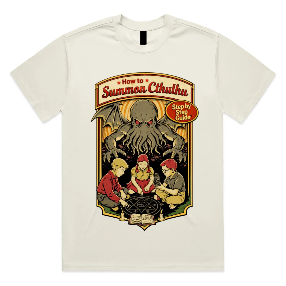 Cthulhu Summoning Guide Cotton Classic Fit Retro Dark Humor Graphic Tee