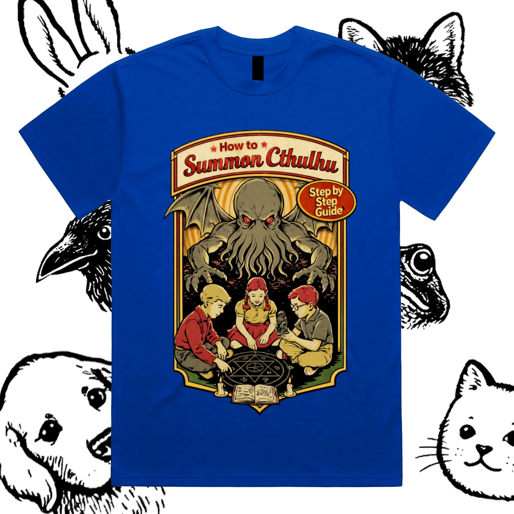 Cthulhu Summoning Guide Cotton Classic Fit Retro Dark Humor Graphic Tee