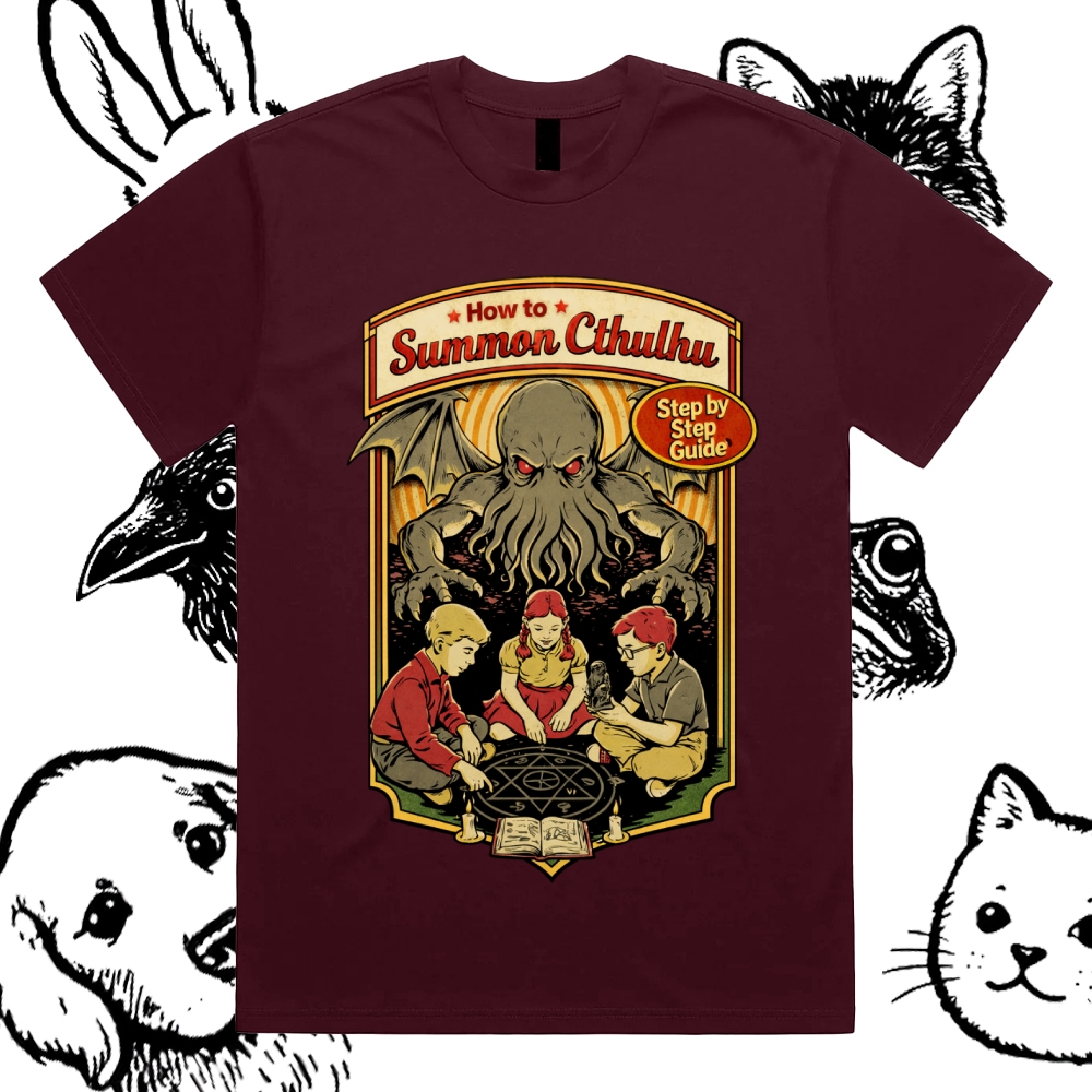 Cthulhu Summoning Guide Cotton Classic Fit Retro Dark Humor Graphic Tee