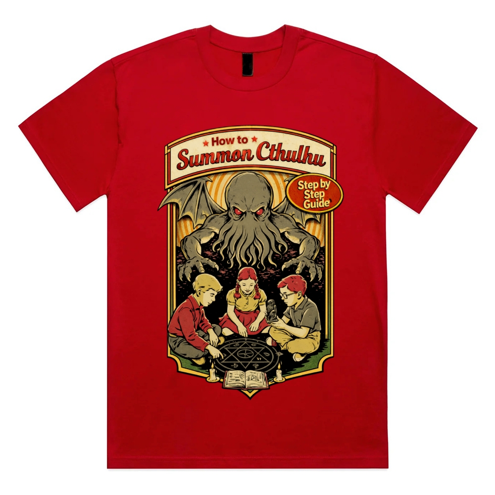Cthulhu Summoning Guide Cotton Classic Fit Retro Dark Humor Graphic Tee