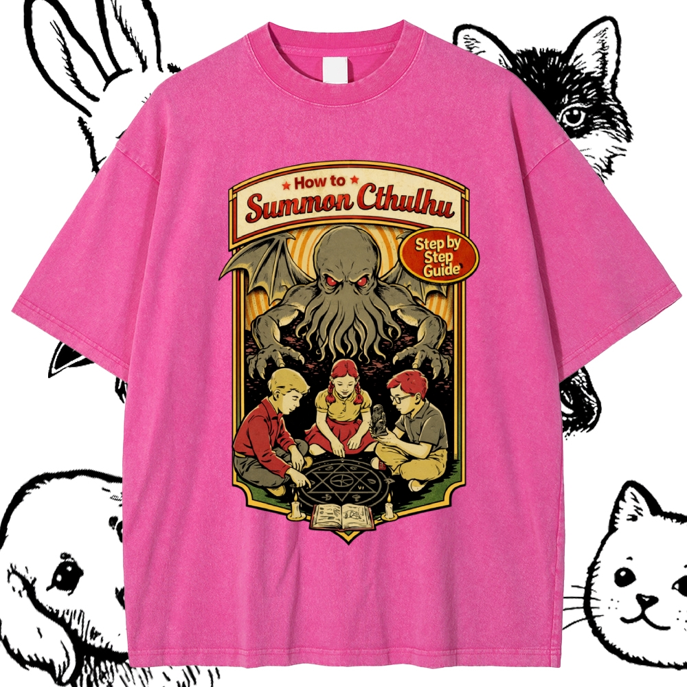 Cthulhu Summoning Guide Cotton Vintage Wash Classic Graphic Tee