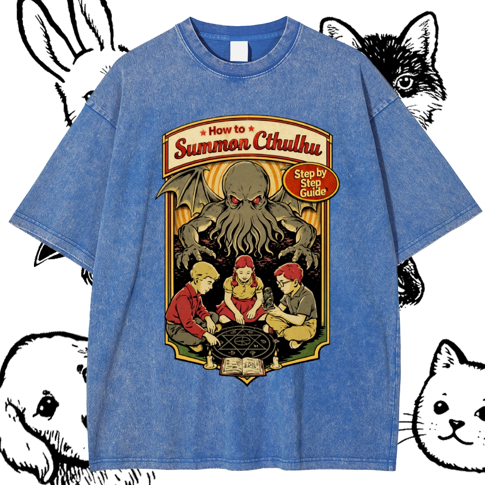 Cthulhu Summoning Guide Cotton Vintage Wash Classic Graphic Tee